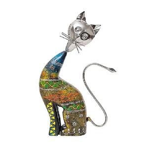 Metal Cat Sculpture <b>Table</b> Decore With Antique Silver Finishing Unique Home <b>Decoration</b> For <b>Table</b> Decore - Product Image 1