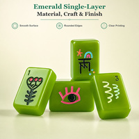 Jeu de tuiles de Mahjong en acrylique, tuiles de Mahjong américaines vert émeraude, faces décoratives pour jeux de société et tables de Mahjong à domicile