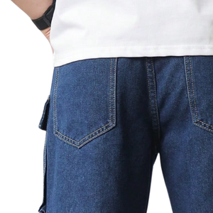 Pantalones Vaqueros Cargo Azules para Hombre, Corte Relajado, Multibolsillos, Pierna Recta, Jeans Utilitarios, Ropa Casual de Calle, Pantalones para Uso Diario, Moda - Product Image 3