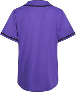 Camiseta de Béisbol Unisex Morada de Manga Corta con Botones al Frente, Color Sólido, Absorbente de Humedad, Poliéster, Ropa Deportiva para Adultos, Todas las Temporadas - Product Image 2