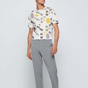 T-shirt à manches courtes pour homme, imprimé avec un motif géométrique, col rond, coupe classique, style décontracté en tricot - Product Image 5