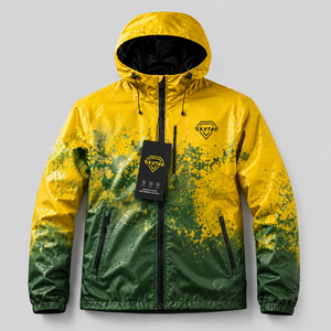 Chaqueta Impermeable con Capucha para Hombre OXYTAG, Estilo Deportivo, Color Verde Degradado a Amarillo, Chaqueta Cortavientos Termorreactiva, Precio al por Mayor, OEM - Product Image 3