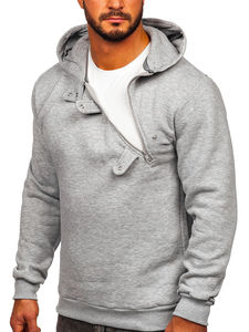 Sweat à capuche personnalisé pour homme en coton et polyester avec fermeture éclair asymétrique, sweat à capuche décontracté d'hiver brodé, 2 pièces - Product Image 4
