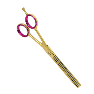 Ciseaux professionnels de désépaississement de cheveux de 6 pouces, dorés, à pointe arrondie, faible MOQ, en acier japonais, avec manche, OEM - Product Image 1
