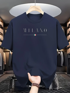 เสื้อยืดแขนสั้นคอกลมลำลองสำหรับผู้ชายในฤดูร้อน ทรงปกติ ปักลาย ระบายอากาศได้ดี สวมใส่สบาย เหมาะสำหรับเล่นกีฬา - Product Image 5