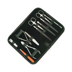 Professional Manicure Set 15 Piece Slim Black Zip Case Extended Handle Stainless Steel Tools Precision Grooming Kit - Product Image 2