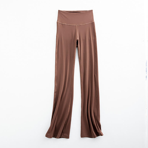 Leggings de yoga évasés taille haute sans coutures pour femme, en Spandex/Nylon uni, antistatiques, pour le sport, la gym et le hip-hop, effet ventre plat - Product Image 4