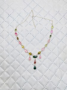 Pendentif élégant multi-tourmalines en argent sterling 925, bijoux faits à la main avec pierres précieuses colorées - Product Image 6