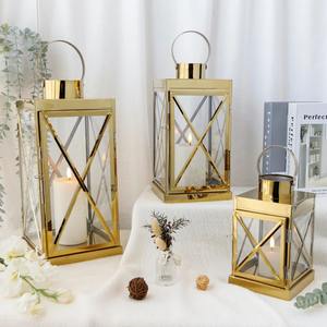 Set Of 3 Stainless Steel Gold Finished Candle <b>Lantern</b> <b>Small</b> Medium Large Size Perfect For Decorative Home Accent From India - Product Image 3