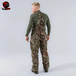 Men Outdoor Forest Woodland Camouflage Hunting Field Bib Overalls Upper Chest Horizontal Zippered Pocket Dual Slanted Flap Cargo - Product Image 2