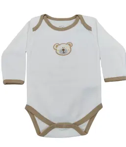 Atacado LS Body para meninos com tema de urso, roupas para bebês, 5 peças, conjunto de 3 peças FS Body/Bib/Cobertor