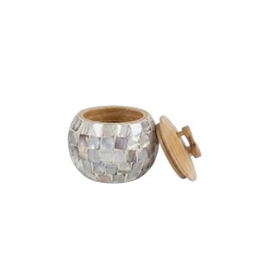 <b>Mother</b> Of Pearl Jars <b>Mother</b> Of Pearl Box Boutique High End Shell Mosaic Container With Wooden Handle Modern Home - Product Image 2