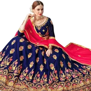 डिजाइनर भारी काम सुंदर दुल्हन के लिबास रेशम Lehenga चोली शादी के लिए महिलाओं रेशम कशीदाकारी Lehenga चोली 2023 सूरत भारत