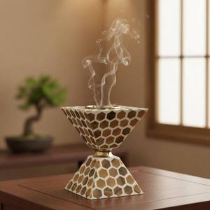 Natural <b>Wooden</b> Bakhoor Burner Brass Inlay Arabic Mabkhara Rustic Finished Oud Burner For Ramadan Eid Gift Home Fragrance Decor - Product Image 3