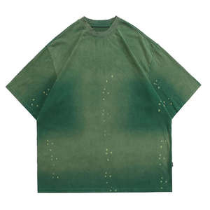 Camiseta de punto de cuello redondo para hombre, de alta calidad, con lavado ácido, corte regular, de secado rápido, transpirable, con estampado personalizado, al por mayor - Product Image 2