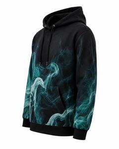 Sudadera con Capucha para Hombre, Estampado Teal Smoke, Corte Regular, Casual, Bolsillo Frontal, Impresión por Sublimación, Poliéster, Raglán - Product Image 2