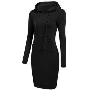 Robe à capuche oversize pour femme, manches longues, décontractée, en coton premium, respirante pour l'hiver, vente en gros - Product Image 1