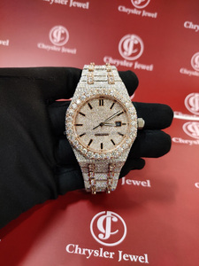 Elegante reloj de moissanita totalmente helado con función de movimiento automático busto abajo fabricante de relojes de lujo - Product Image 6