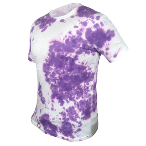 Camiseta Tie Dye para Hombre, Manga Corta, Cuello Redondo, Informal, Tejida, con Patrón Morado y Blanco, Corte Regular - Product Image 4