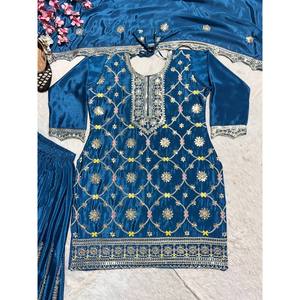Ensemble haut et plazzo pour femmes avec Dupatta fantaisie pour les fêtes - Product Image 3