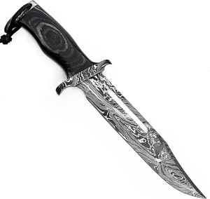 Couteau Bowie Damas Fait Main Personnalisé, Couteau de Chasse, Lame Fixe, Support OEM, Étui en Cuir, Survie en Plein Air et Camping - Product Image 5