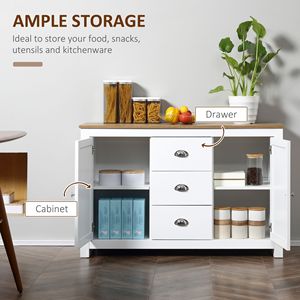 "Handmade White <b>Sideboard</b> Cabinet with Adjustable Shelves & Drawers for Kitchen <b>Storage</b>-for Villa Farmhouse Warehouse" - Product Image 4