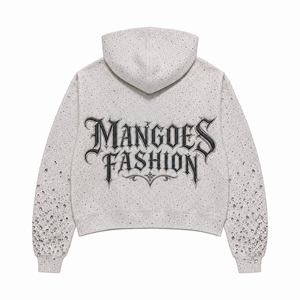 Ensemble deux pièces streetwear hiver uni en molleton de coton brossé doux lavé avec strass, comprenant un sweat à capuche zippé et un short - Product Image 2