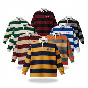 Chemise à manches longues unisexe en molleton 100 % coton 330 GSM respirant, brodée, unie, style rugby, pour homme, streetwear, OEM - Product Image 1