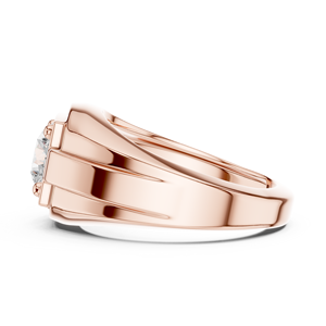 Anillo de Sello de Lujo para Hombre, Oro Rosa de 18K, Clásico, Solitario, Corte Brillante Redondo, Diamante Cultivado en Laboratorio, 2 Quilates, Oro Blanco y Amarillo - Product Image 3