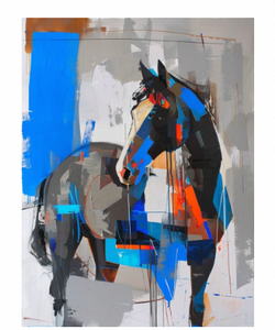 Peinture artisanale abstraite de cheval, œuvre d'art originale moderne, paysage de montagne peint à la main sur toile - Product Image 2
