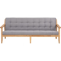 Sofá Premium de 3 Plazas con Patas de Madera Maciza, Tapicería de Tela, Relleno de Espuma, Respaldo Acolchado y Brazos Curvos - Diseño Contemporáneo para Salas de Estar