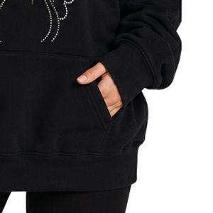 Sudadera con Capucha Extra Grande Personalizada con Pedrería Negra en Forma de Mariposa para Mujer, Sudadera con Capucha de Felpa de Algodón Premium, Informal para Invierno - Product Image 5