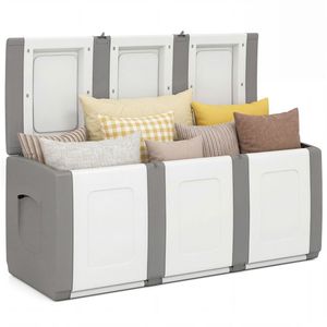 80 Gallon Extra <b>Large</b> Deck <b>Storage</b> <b>Box</b> Waterproof Gray PP with <b>Lockable</b> Lid for Outdoor Deck <b>Storage</b> - Product Image 2