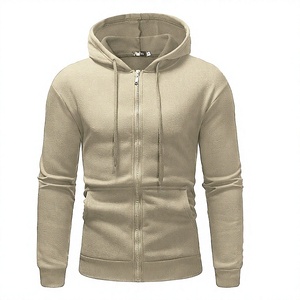 Sudadera con Capucha y Cremallera para Hombre, Corte Ajustado, Color Sólido, Informal, Manga Larga, Tejida, para Otoño - Product Image 1