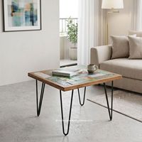 Table basse rustique artisanale en teck avec pieds en fer, en bois de bateau recyclé, couleur antique originale, pour intérieur, meuble de salon haut de gamme