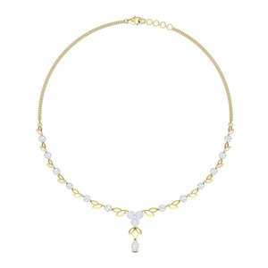 Collier chaîne en diamant avec motif de feuilles botaniques - Product Image 2