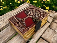 Carnet en cuir Herb Heritage Tree Life Journal, 200 feuilles, Grimoire Celtique, Livre des Ombres, Journal vintage à bords festonnés, Water