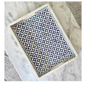 Bandeja Rectangular moderna con incrustaciones de hueso con asa, marco decorativo para sala de estar, cocina, mesa de centro, patrón elegante para decoración del hogar - Product Image 2