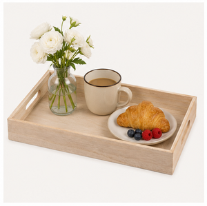 Wholesale Eco-Friendly Unfinished Natural <b>Pine</b> Wood Serving Tray With Cutout Handles Rustic Rectangular Decorative Wooden Tray - Product Image 2