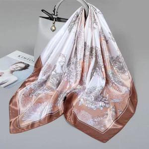 Kneka Elegant Solid Digital Printed 100% Silk Square <b>Scarf</b> for Women Muslim Multi-Functional Fashion Accessory All Seasons - Product Image 3