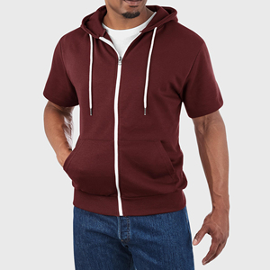 Wholesale Men's Short Sleeve Zipper <b>Hoodie</b> <b>Lightweight</b> <b>Hoodie</b> Comfortable Athletic Apparel for Active Lifestyles and Commuting - Product Image 4