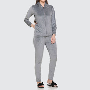 Achetez des vêtements respirants pour femmes, ensemble 2 pièces, sweat à capuche zippé et pantalon, coton, velours, survêtement pour femmes - Product Image 3