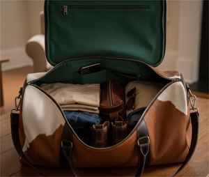 Bolsa de Viaje de Cuero Genuino con Pelo de Vaca, Bolsa de Fin de Semana de Gran Capacidad, Equipaje de Mano LHDB-0053 - Product Image 4