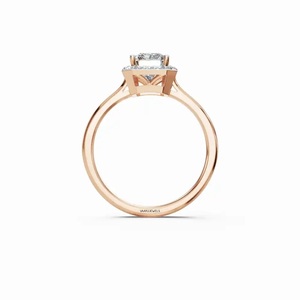 Anillo de compromiso, boda o aniversario de lujo con diamante radiante cultivado en laboratorio certificado por IGI, con halo, en oro de 10K, 14K, 18K, plata 925, 935 - Product Image 4