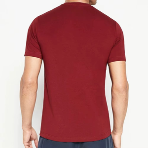 T-shirt à manches courtes pour homme, col rond, coupe ajustée, couleur unie, décontracté, en jersey de coton tricoté - Product Image 2