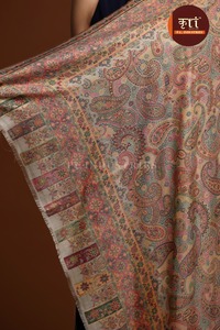 <b>Brown</b> Paisley <b>Wool</b> Shawl Scarf Floral Pattern Long Wrap Breathable Soft Lightweight Windproof Anti-Bacterial Quick Dry Winter - Product Image 5