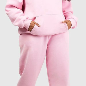 Econex Sports Women Plus Size <b>Pink</b> Hooded <b>Tracksuit</b> Set Full Length Regular Fit Side Pockets Solid Color Casual Autumn Wear - Product Image 5