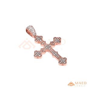 Colgante de cruz de oro rosa con moissanita y circonitas, estilo hip hop, para hombre, collar de lujo, joyería cristiana urbana, EE. UU. - Product Image 6