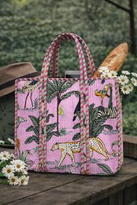 Women's Trendy Fashion Block Print Cotton Quilted Tote Shoulder Bag Handmade Washable Purse Beautiful Shopping <b>Accessory</b> - Product Image 3