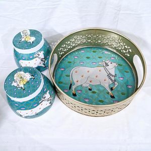 Frascos de especias metálicos vintage con tapas herméticas con estampado de vaca, recipientes redondos para almacenamiento de alimentos para decoración de cocina y bodas - Product Image 2